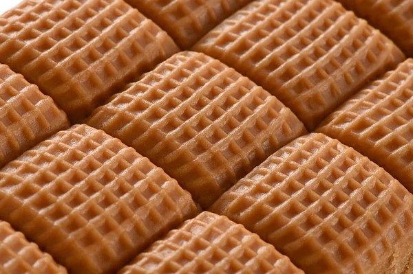 Caramelo Creme Toffee Bar Com Textura Quadriculada Close Fundo Alimentos — Fotografia de Stock