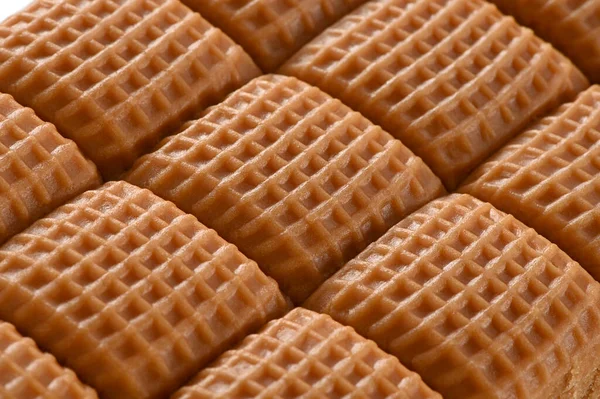 Caramelo Crema Toffee Bar Con Textura Cuadros Cerca Fondo Comida Imágenes de stock libres de derechos