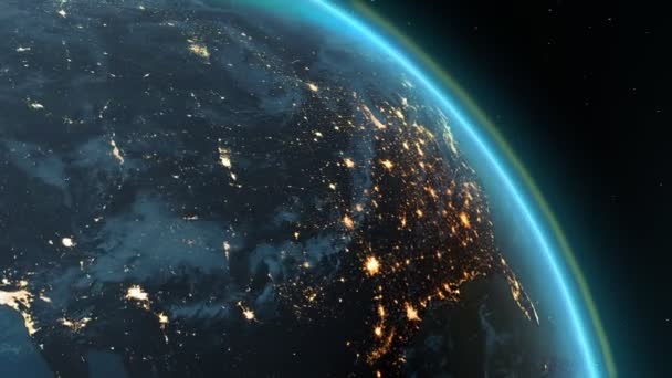 Planeet aarde amerika zone met 's nachts en zonsopgang — Stockvideo