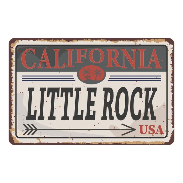 Willkommen bei Little Rock Kalifornien Straßenschild Vintage Illustration — Stockvektor