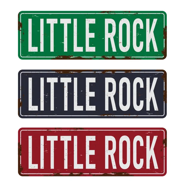 Bienvenidos a Little Rock California set road sign vintage illustration ON WHITE — Vector de stock