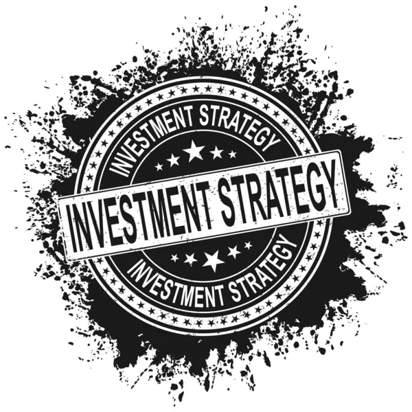 Grunge estratégia de investimento palavra redonda selo de borracha no fundo branco —  Vetores de Stock