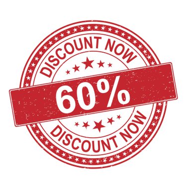 % 60 indirimli rozet kırmızı, vektör illüstrasyonlu beyaz