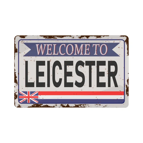 Leicester metal road sign plate isolated on white background. — Wektor stockowy