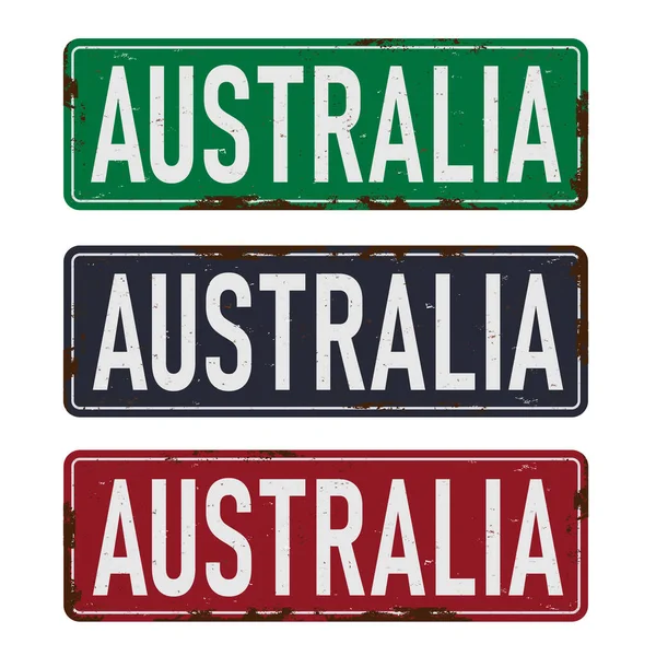 Australia road sign set vector illustration, road table — Vetor de Stock
