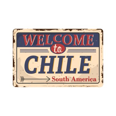 Şili 'ye hoş geldiniz, eski metal sinyal vektörü