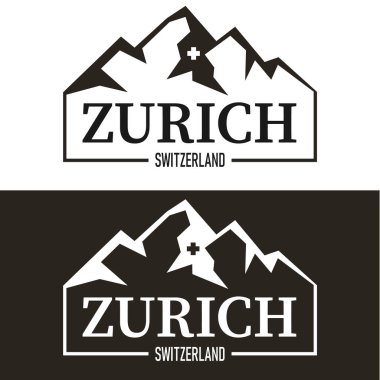 Zürih İsviçre Vektör İllüstrasyon Arkaplanı. Zürih İsviçre 'ye git. Renkli Şekilde Vektör İllüstrasyonu.