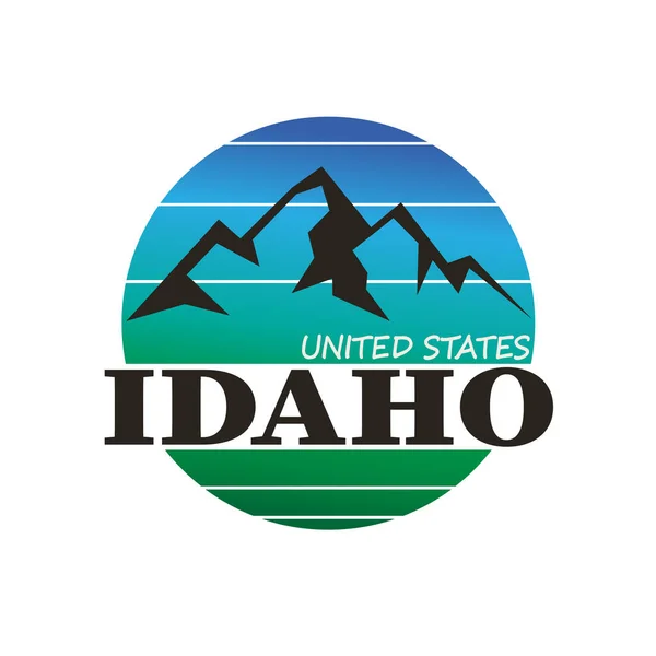 Idaho, Verenigde Staten, Amerika, Verenigde Staten. T-shirt en Sticker Design. — Stockvector