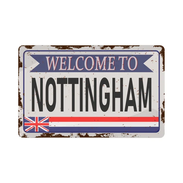 Ноттингем, Великобритания, винтажная векторная иллюстрация дорожных знаков, дорожная таблица — стоковый вектор