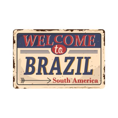 Brezilya işareti Rio De Janeiro, metal grunge plakalı paslı plakalar