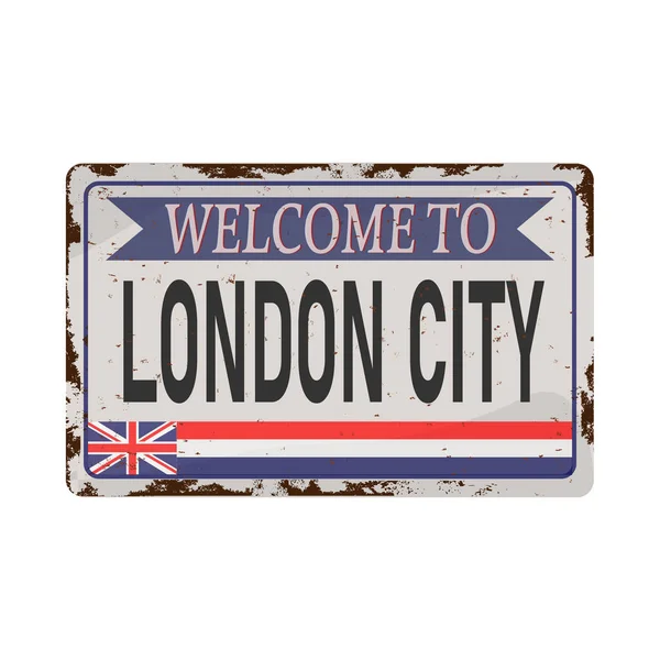 LONDON CITY, Wielka Brytania, drogowy znak vintage wektor ilustracja, drogowy stół — Wektor stockowy