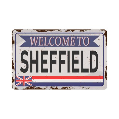 sheffield, Birleşik Krallık, yol işareti klasik vektör illüstrasyonu, yol tablosu