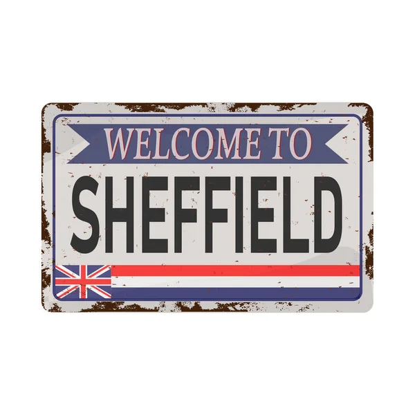 Sheffield, Wielka Brytania, drogowy znak vintage wektor ilustracja, drogowy stół — Wektor stockowy