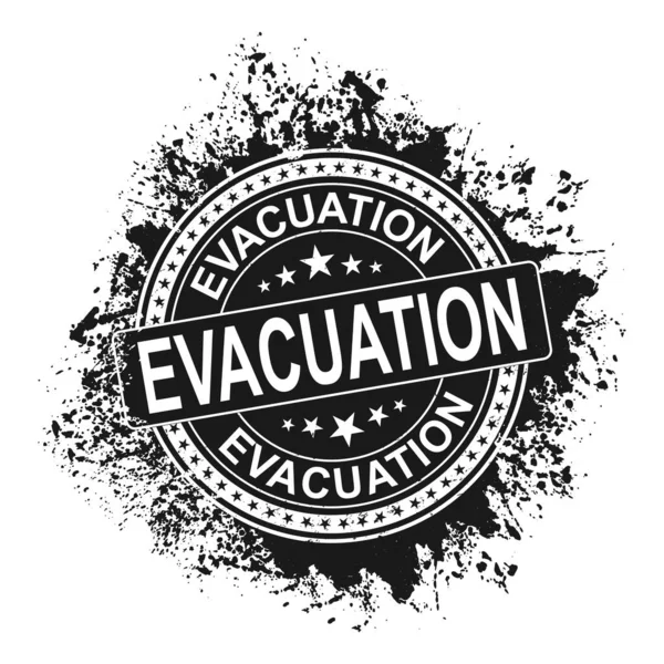 Streszczenie Grungy Evacuation Notice Rubber Stamp Sign Illustration Vector, Evacuation Notice Text Seal, Mark, Label Design Template — Wektor stockowy