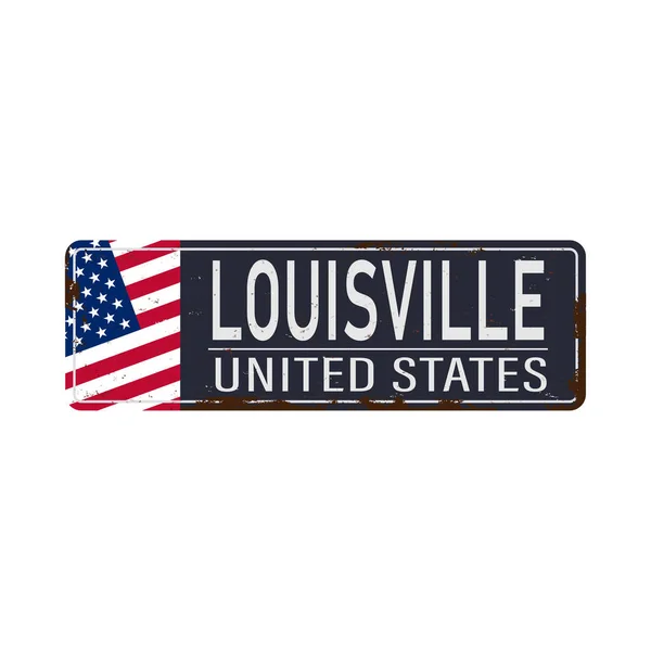 Louisville, Alabama, road sign green vector illustration, road table, USA city — Stok Vektör