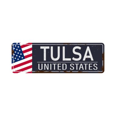 Beyaz arka planda Tulsa güzergahı tabelası