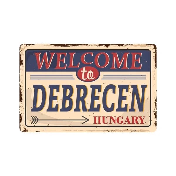 Debrecen Road Sign Isolated White Background — Stock Vector