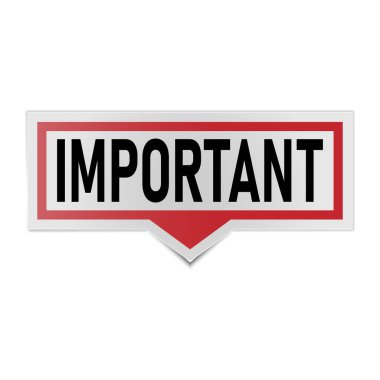 Önemli dikkat pankartı bilgisi kırmızı uyarı vektör illüstrasyonu. Önemli bir etiket beyaz arkaplanda izole edildi..