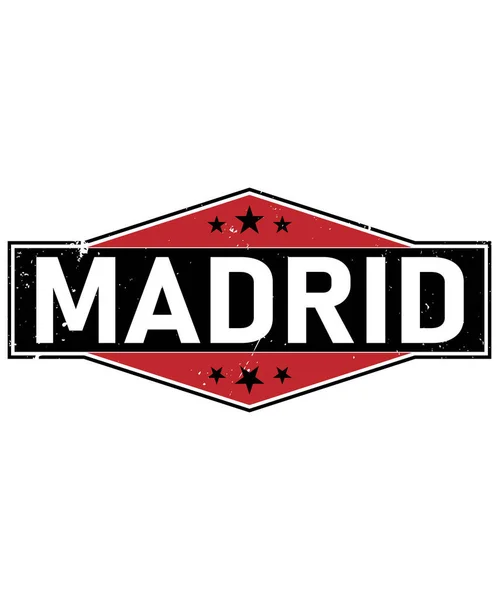Timbre Étiquette Avec Mots Madrid Intérieur Illustration Vectorielle — Image vectorielle
