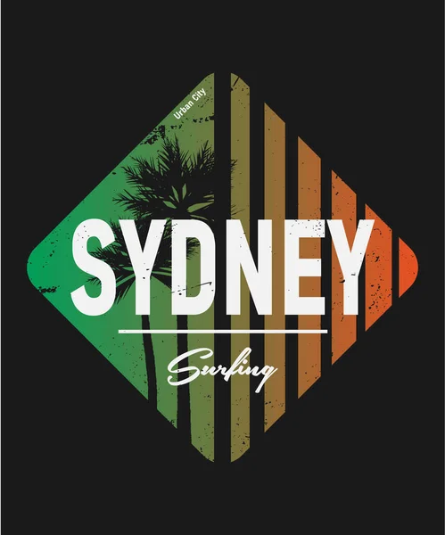 Sydney Cool Boy Camiseta Diseño Moda Vector Superficie Camiseta — Vector de stock