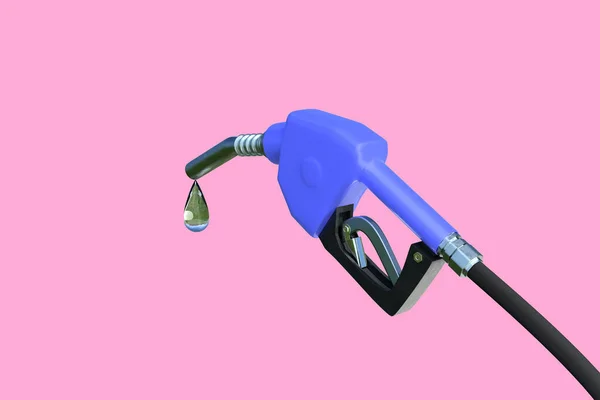 Oil Dripping Gasoline Pump Isolated Pink Background Rendering Fuel Nozzle — Stock Photo, Image