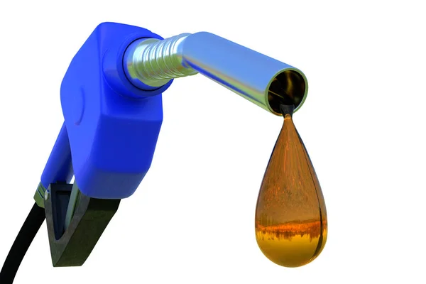 Oil Dripping Gasoline Pump Isolated White Background Rendering Fuel Nozzle — Stock Photo, Image