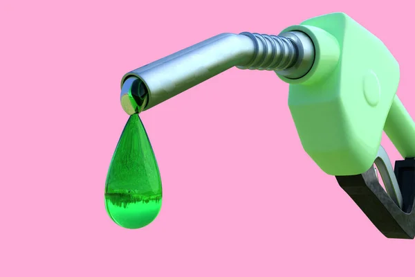 Tropft Von Einer Benzinpumpe Isoliert Auf Rosa Hintergrund Rendering Kraftstoffdüse — Stockfoto