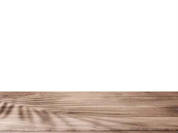 Пустой Деревянный Стол Естественными Тенями Изолированный Фон — стоковое фото