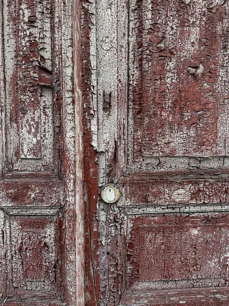 Old Rusty Metal Door Wooden Surface — Stock Photo, Image