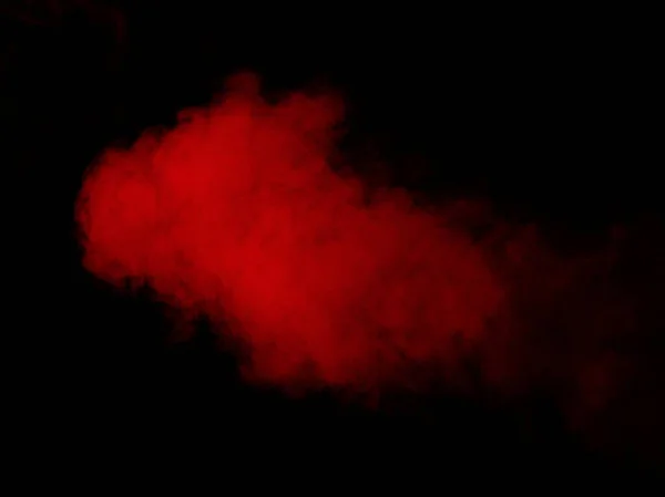 Vörös Füst Felhő Fekete Háttérrel — Stock Fotó
