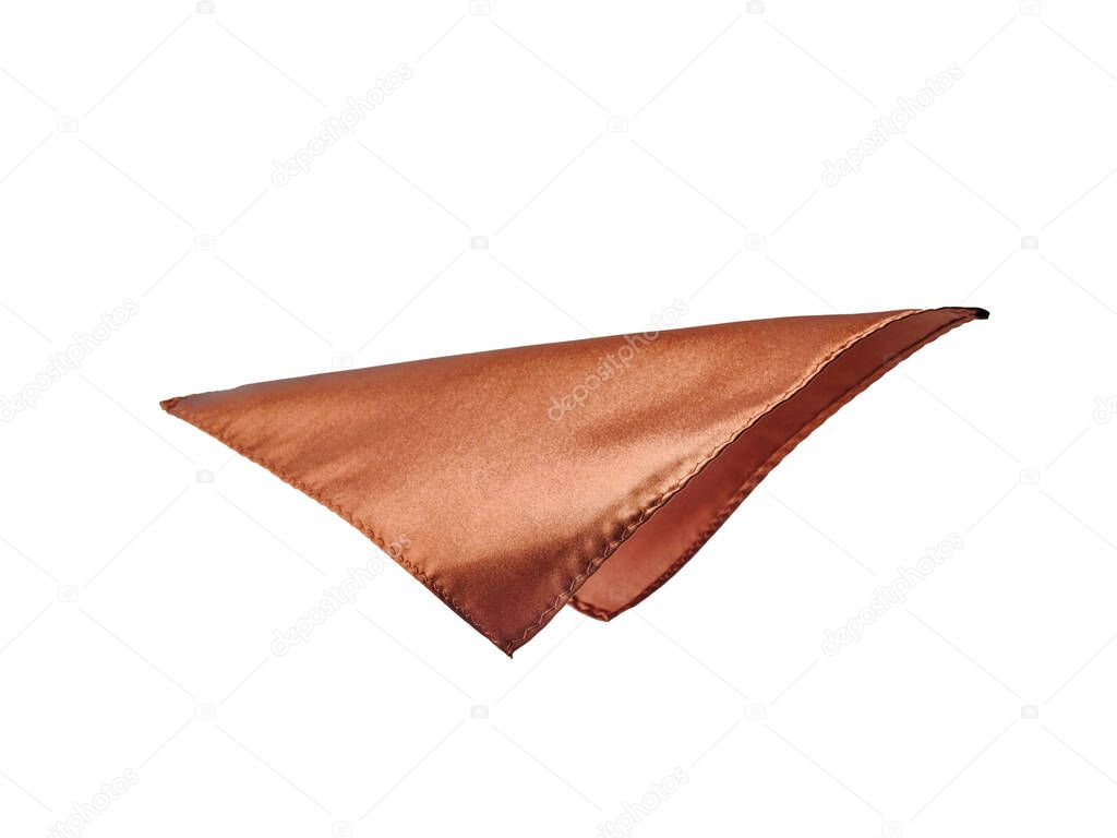 Brown satin fabric on white background