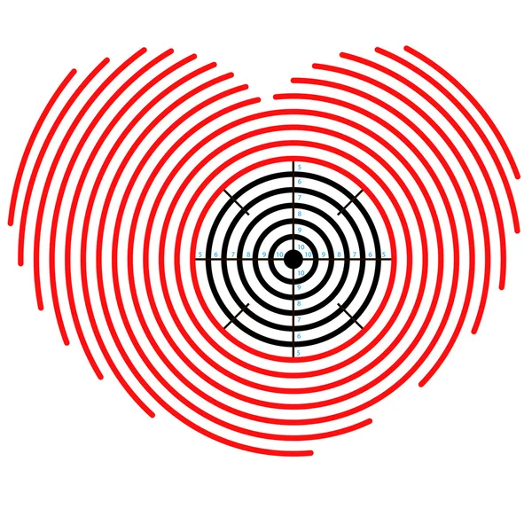 Target op hart — Stockvector