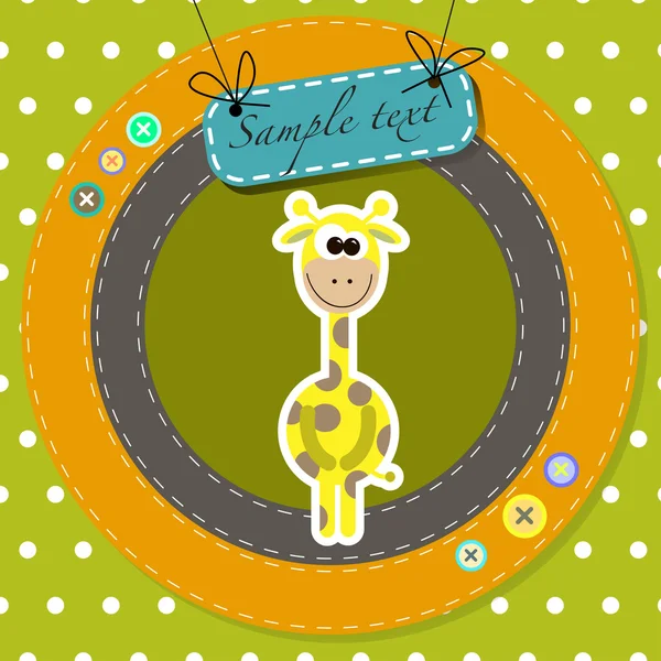 Ansichtkaart met schattige giraffe. vectorillustratie — Stockvector