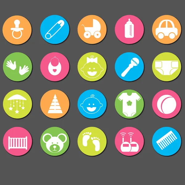 Conjunto de iconos de bebé.Vector Ilustración — Vector de stock