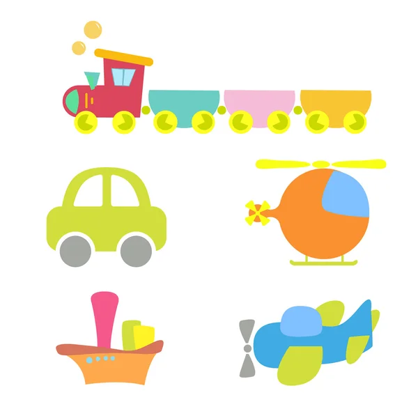 Cartoon baby vervoer, set, geïsoleerde op wit — Stok Vektör