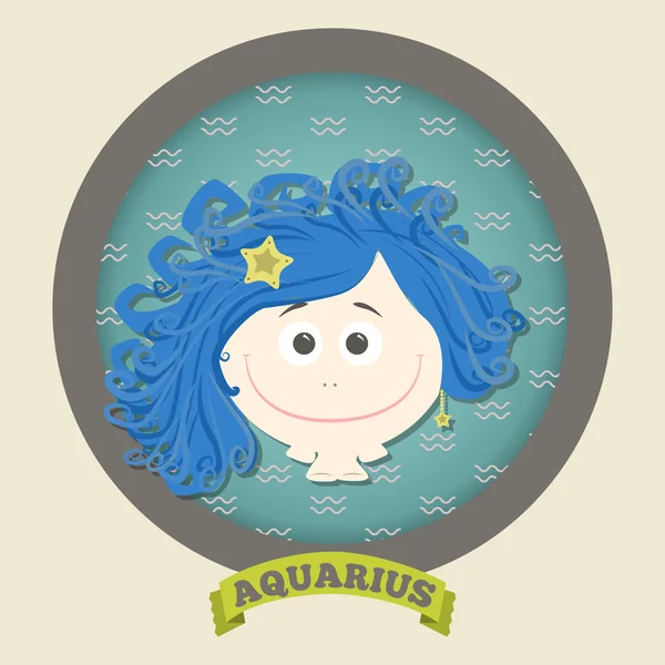 Collection de signes du zodiaque Horoscope mignon - aquarius . — Image vectorielle