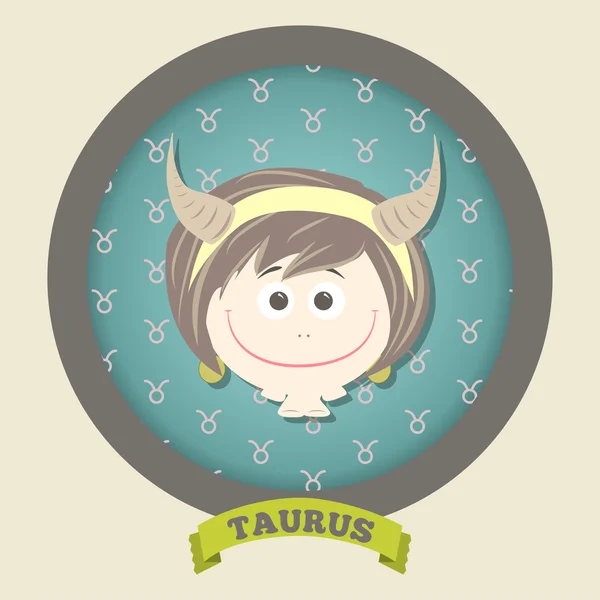 Collection de signes du zodiaque. Horoscope mignon - TAURUS . — Image vectorielle