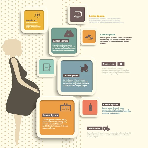 gebelik ve doğum infographics ve simge seti