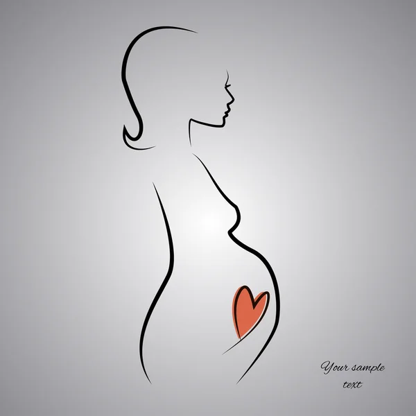 Vector illustration of Silhouette pregnant woman — Stock Vector