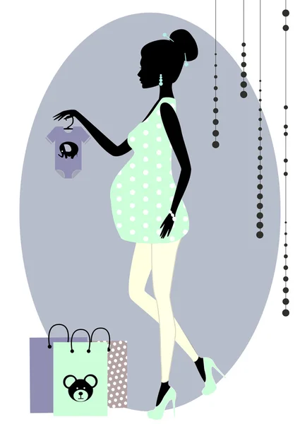 Silhouette of a fashionable pregnant woman — Stock Vector