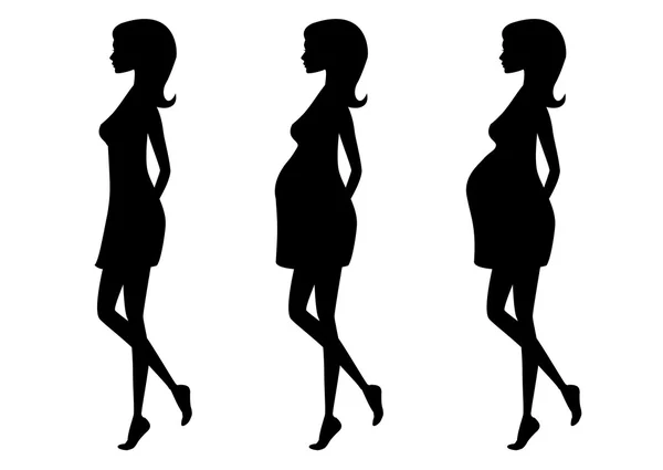 Üç trimesters hamile kadın silüeti. — Stok Vektör