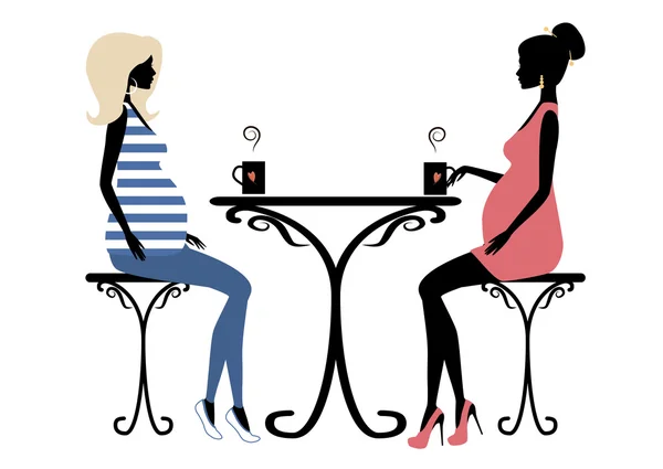 Silhouette de deux femmes enceintes à la mode — Image vectorielle