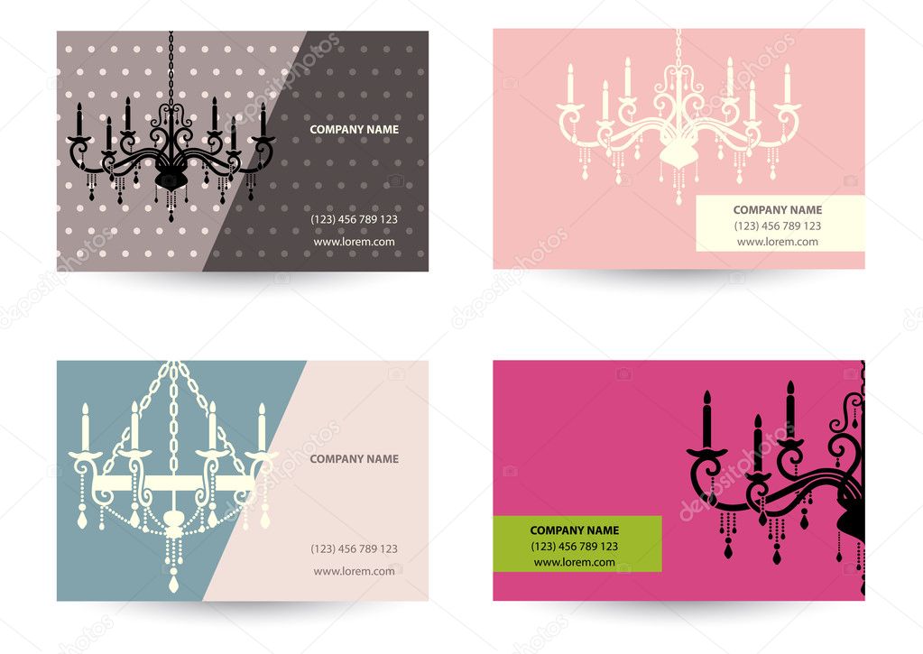 set of Business card template with chandelier