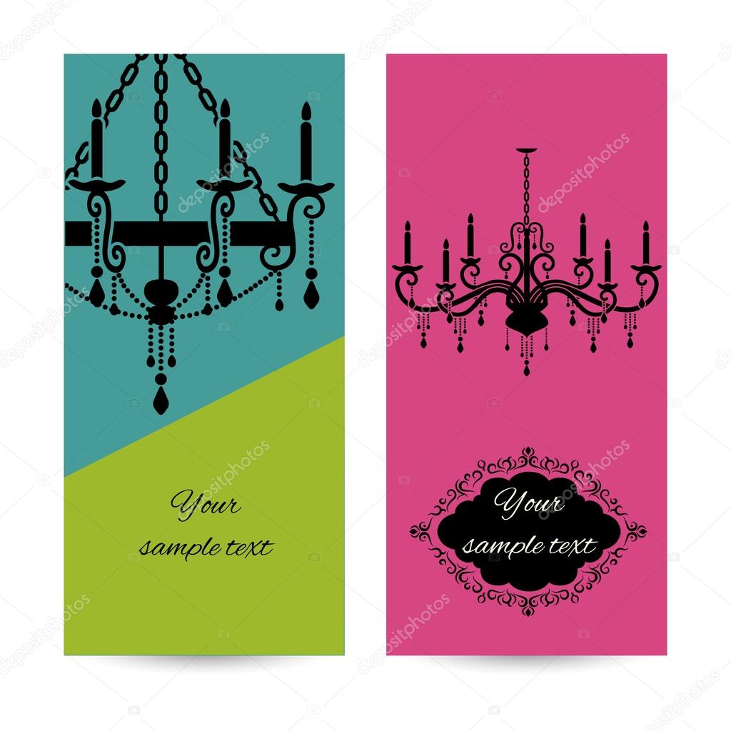Business card template with chandelier, leaflet. Vector