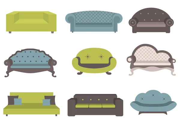 Sets of colorful sofa, furniture for an int — ストックベクタ