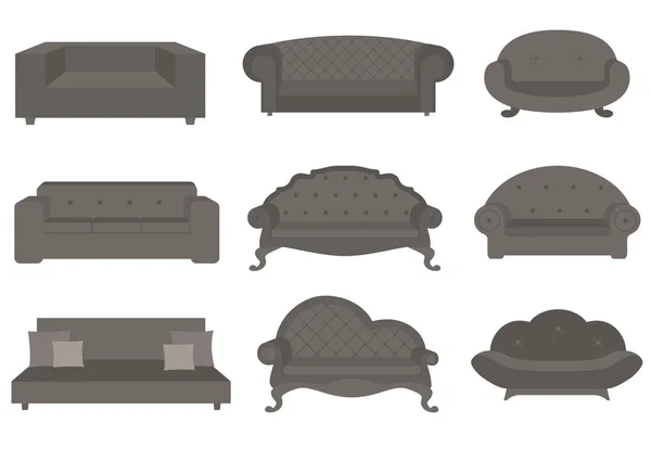 Ensembles de sofa, meubles pour un intérieur — 图库矢量图片