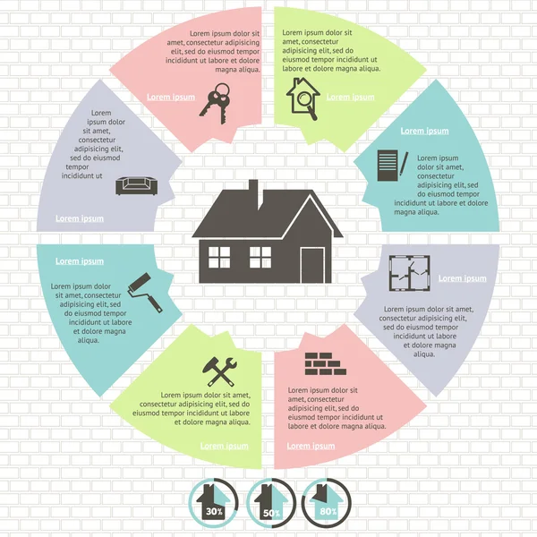 Infográfico imobiliário conjunto vetor ilustração — Vetor de Stock