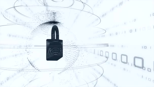 Конфиденциальность Закрытая Цифровая Блокировка Цифровом Фоне Иллюстрация Защита Образа Кибербезопасности — стоковое видео