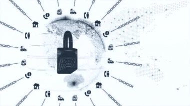 Gizlilik kavramı: Dijital arkaplanda kapalı dijital kilit. Üç boyutlu illüstrasyon. Siber güvenlik görüntüsünün korunması.