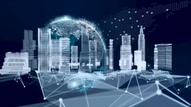 Farklı diyagram çizimleri olan iş bilgisi grafikleri. Veri görselleştirme elemanları, pazarlama grafikleri ve grafikleri. 5G ve yapay zeka teknolojisi geçmişi. 3B illüstrasyon. 